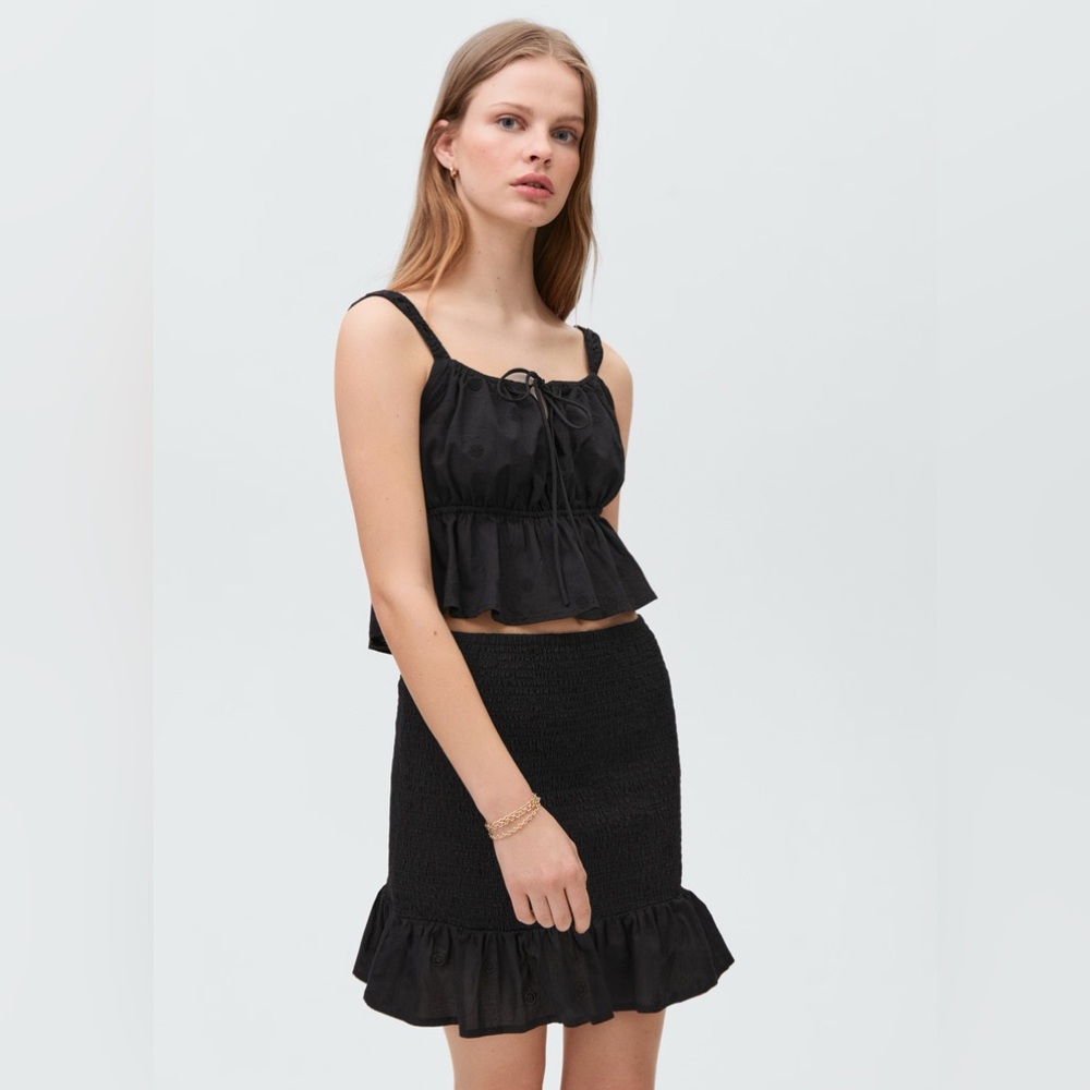 NWT MANGO Ruffled Gathered Mini Skirt